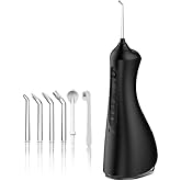 Water Flosser, Cordless Water Dental Flosser๏ผ320ML Portable Oral Irrigator with 3 Modes & 6 Tips, IPX7 Waterproof, 60โ160 PSI Rechargeable Dental Floss Pick for Home & Travel Use