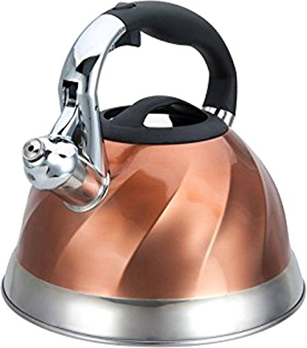 New Stylish Whistling Tea Kettle 2.8 Liters Elegant Copper Finish