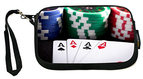 Rikki Knight playing cards and poker chips - Neoprene Clutch Wristlet Coin Purse with Safety Closure