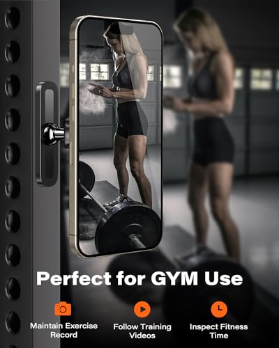 APPS2Car Soporte Magnético para Teléfono de Gimnasio, Base de Aleación y Rótula Metálica, Se Adhiere a Superficies Metálicas, Compatible con iPhone 12-17 y Android, Rotación 360°