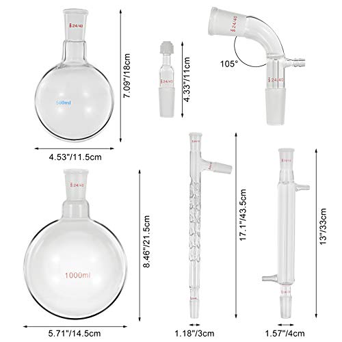 VEVOR Glass Organic Chemistry Kit 13pcs Distillation Kit 24/40 Joints