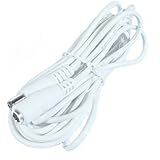 Hanvex HDCQ12W 12ft 20AWG 2.1mm x 5.5mm DC Plug Extension Cable for Power Adapter, White, For LED, CCTV, Car, Monitors, and more