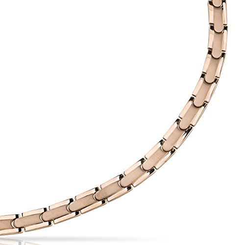 Smooth Style Titanium Mens Rose Tone Flat Link Chain Necklace 20, 24, 26 inches