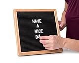 Letter Board With Stand 10x10 Inches - 300 White Letters Numbers Symbols and Free Canvas Storage Bag Included Decorative Sign Black Felt Wood Frame