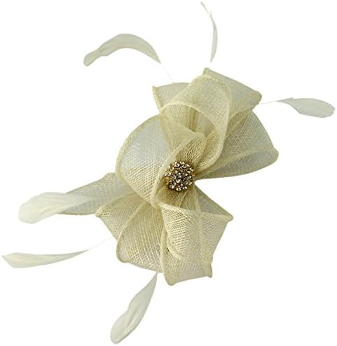 Elegance Collection Small Clip Diamante Fascinator In Ivory, Size: One Size