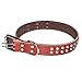 Leather Dog Collar, PYRUS Leather Double Row Nail Dog Collar Pet Collars for Medium & Large Dogs