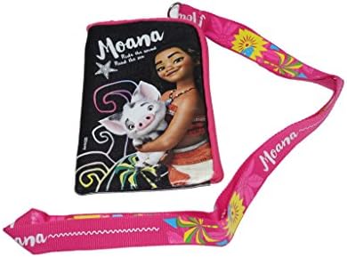 Disney Moana Black Lanyard with Cell Phone Case or Coin Purse Pouch