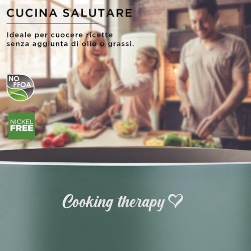 Frigideira de 24 cm com inscrição e tampa de Terapia de Cozinha