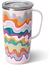 Swig Life 22oz Travel Mug with Handle and Lid, Stainless Steel, Dishwasher Safe, Cup Holder Friendly, Triple Insulated Coffee Mug Tumbler