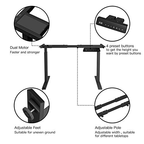 Electric Stand up Desk Frame Aludest Dual Motor Height Adjustable Sit