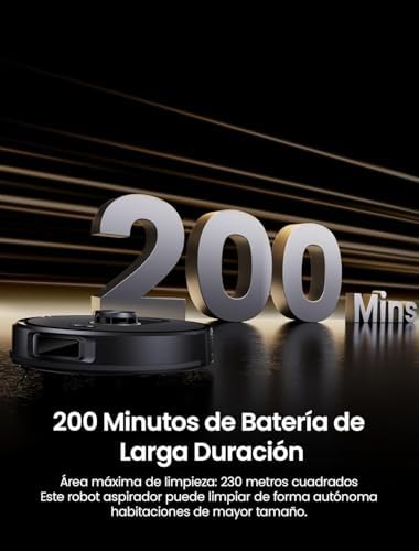 Q20+ Plus Robot Aspirador y Fregasuelos 10000 Pa/200Mins, con 4L Base Autovaciado sin Bolsa, Navegación y Cartografía por Láser por App/Voz/Control, para Suelos/Alfombras y pelos de Mascotas