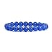 Blue Agate Gemstone 8mm Round Beads Stretch Bracelet 7 Inch Unisex