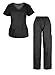 G Med Women's Ultra Soft Top & Pants Fashion Scrub Set(SET-MED,BLK-L)