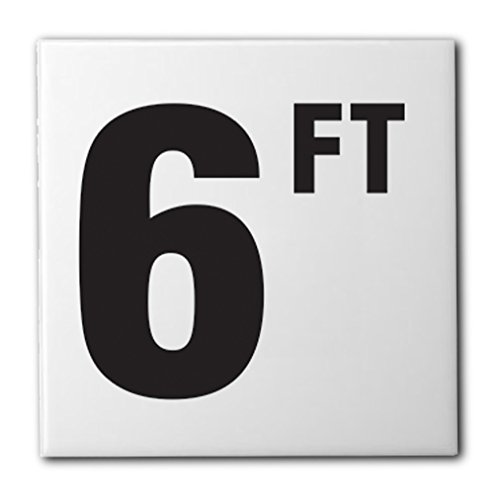 Ceramic Swimming Pool Waterline Depth Marker "6 FT" Smooth Finish, 4 inch Font