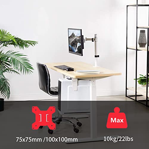 suptek Desk Mount for 13-32 Inch Monitor, Articulated and Swivel Monitor Arm, Height Adjustable 400 mm, VESA 75/100 mm, Max Load 10 kg, Clamp and Eyelet, Black, MD9421 (White)