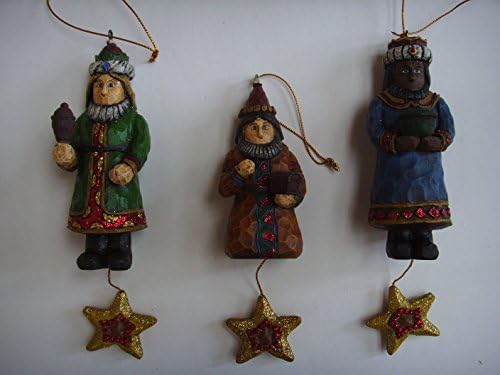 Nativity Creche Whittled 3 Kings Wise Man Ornament 4" Collectible