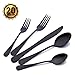 Vilerve - Matte Black Silverware Set – 20-Piece Black Stainless Steel Silverware – Luxury and Modern Design Black Flatware Set – 5 Dinner Utensils – Includes Elegant Box Package