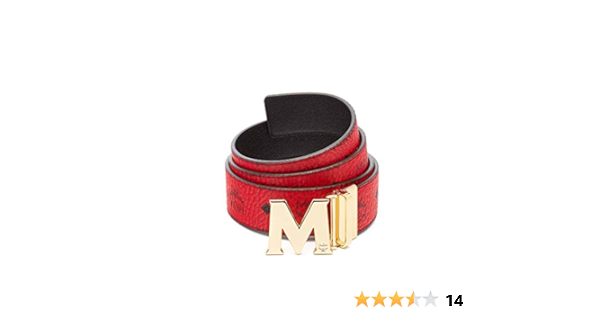 black and red mcm belt