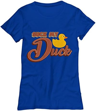 Suck My Duck Women's Tee - Funny Thanksgiving T-Shirt (Small, Blue)
