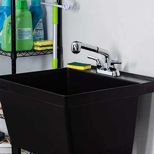 Universal Laundry Tub Faucet by VETTA, Double Handle Pull Out Spray