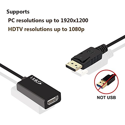 LinkS Gold Plated DP To HDMI Adapter,Display Port To HDMI Male To Female Cable/Cord For Lenovo Dell HP Laptop To TV Cable