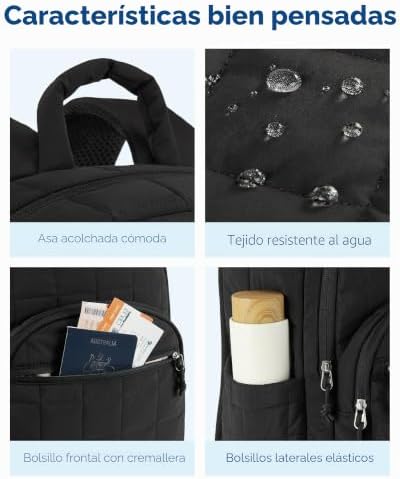 Mochila para portátil para mujer, mochila acolchada diaria, bolsa impermeable para portátil de 15,6 pulgadas, viaje universitario, beige