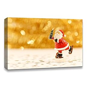 Canvas Wall Art Christmas Santa Claus Decor Painting Artwork for Home Prints Framed - 12x18 inches