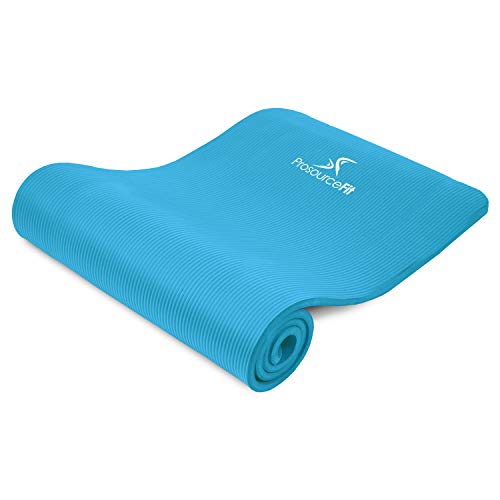 ProsourceFit Extra Thick Yoga and Pilates Mat ½” (13mm), 71-inch Long High Density Exercise Mat with Comfort Foam and Carrying Strap, Aqua