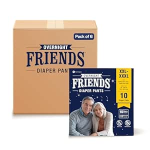 Friends Overnight Adult Diapers Pants Style - 60 Count (Double Extra