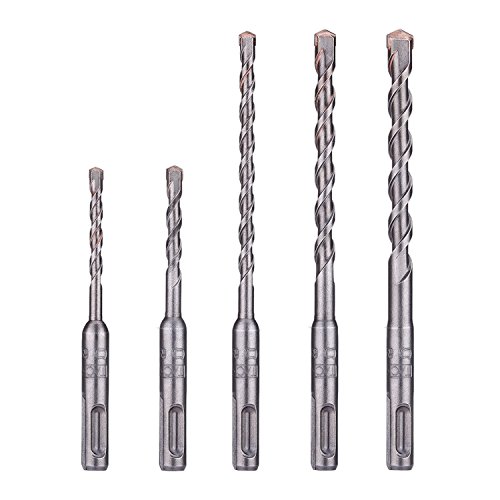 Tacklife Drill Bit Sets, ADC01C Advanced 5-Piece SDS-plus Rotary Hammer Drill Bit Sets Aggressive Drilling For Concrete / Masonry, Carbide Tipped Bits, Round shank, With Carry Case