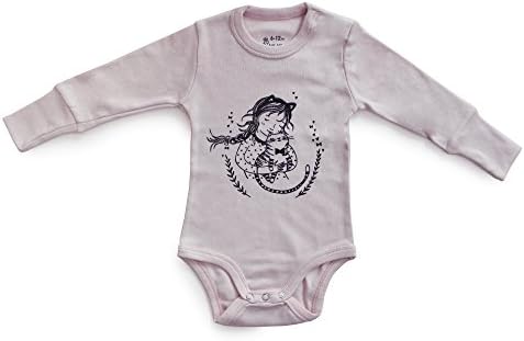 No Biggie unisex-baby Organic Bodysuit in powder pink with Girl and Cat print, 0-3M (Powder Pink)
