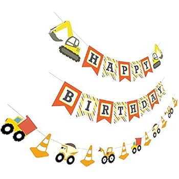 Party Supplies Construction Vehicle Happy Birthday Banner Farm