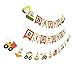 Construction Birthday Banner | Bday Sign Bunting Garland | Truck Excavator Party Decoration for Boy