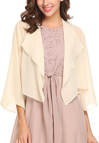 Venena Women's Split Sleeve Open Front Chiffon Bolero Shrug Cardigan
