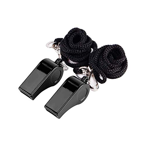 image for wonuu 24 Pack Whistles with Lanyard, Black Plastic Coaches Whistle, Lo