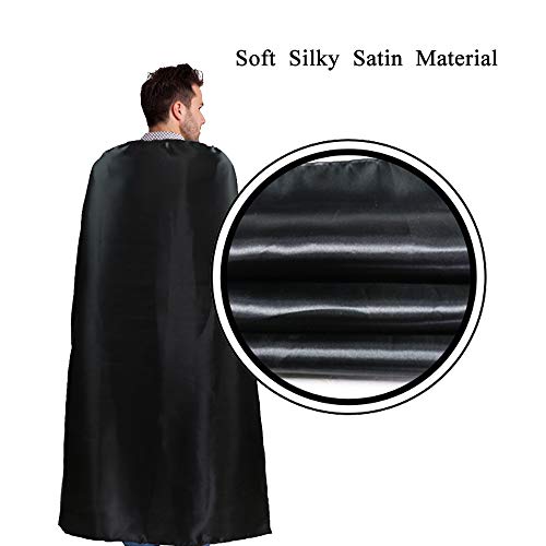 D.Q.Z Superhero Cape for Adult with Mask Men Women Super Hero Party (Black)