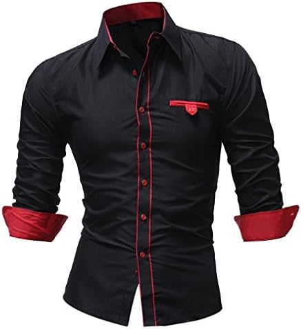Big Wintialy Men Shirt Fashion Solid Color Male Casual Long Sleeve Shirt