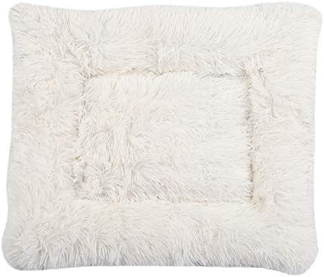 iFCOW 2 in 1 Plush Cat Bed House Foldable Pet Bed Mat Soft Warm Sleeping Bag Pet Supply(White )