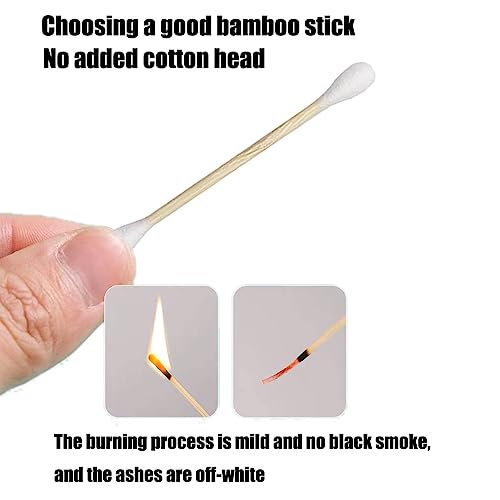 MOCUI Bamboo Cotton Swabs Double-Tipped Round Thick Tips | 100% Cotton Biodegradable & Organic Unbleached Natural | Q-tips Safety Swabs | Wooden Cotton Buds For Ears Makeup or Nails 500 Count