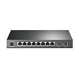 TP-Link Jetstream 8 Port Gigabit Poe Switch | Smart Managed | 8 Gigabit Poe Port + 2 SFP, 53W | 802.3AF Compliant | Up to 512 Vlan | 8K Mac Table | L2/L3/L4 Qos | Link Aggregation(T1500G-10PS)