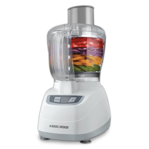 BLACK+DECKER Food Processor with Continuous Chute for Vegetables, Cheese, Hummus and More, 8 Cup, White, FP1600WC