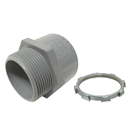 Buy 1" Inch PVC Connector Sch80 with Locknut Electrical Conduit Adapter Male Grey Fitting PVC