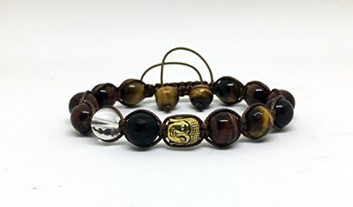 Buddha Bracelet - Red Tigers Eye Beaded Bracelet, Om Shamballa Bracelets, Macrame Bracelets, Tibetan Mantra Om Beaded