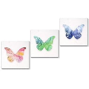 3 Panel Canvas Wall Art Beautiful Butterfly Pictures Home Wall Decorations for Bedroom Living Room Paintings Canvas Prints Framed - 12"x12"x3 Panels
