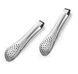 HornTide Stainless Steel Tongs Pack Of 2 Piece Head Mesh Design For Barbecue Cooking Salad Kitchen Serving Tong Set 11-inch