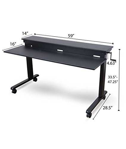 Stand Up Desk Store Crank Adjustable Sit to Stand Up Computer Desk – Heavy Duty Steel Frame, 60 Inches, Silver Frame/Dark Walnut Top