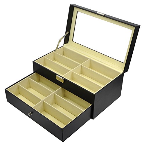 Holding 12 Glasses or Watches, Sunglasses Case Glasses Eyewear Box Accessories Organizer