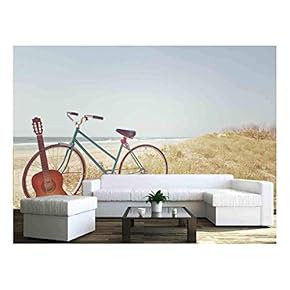 Guitar and Bike - Removable Wall Mural | Self-Adhesive Large Wallpaper - 66x96 inches