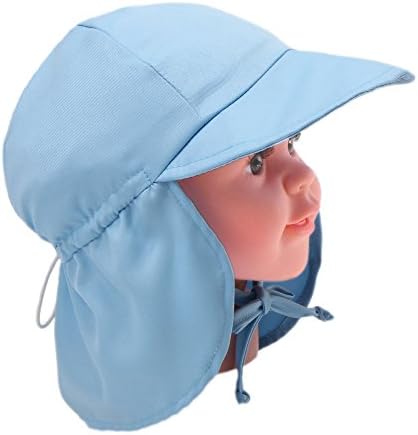 UPF 50+ Baby Sun Hat Neck Flap Protection Drawstring Cap for Girls or Boys (1 Pack Blue)