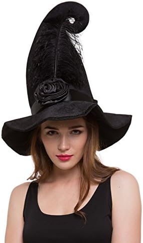 Whatsofun Black Velour Witch Hat